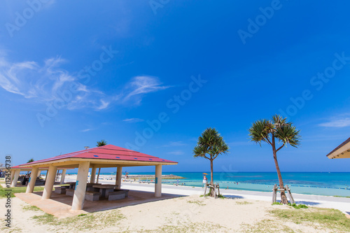沖縄のビーチと青空 © imacoconut
