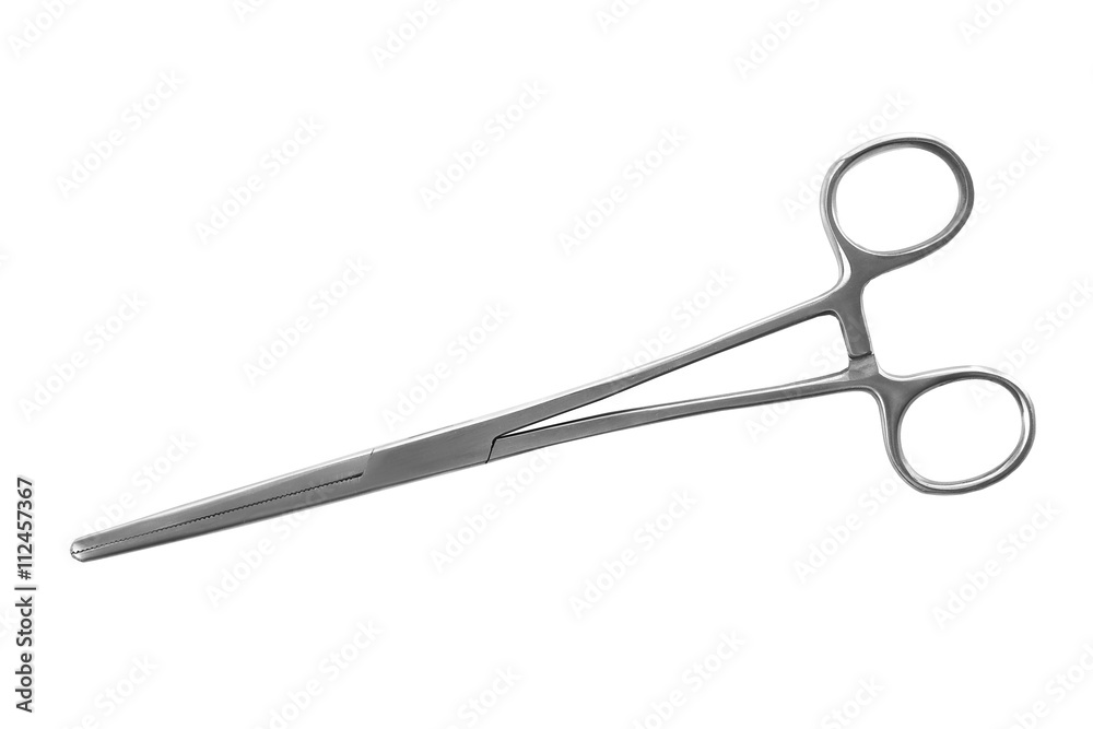Medical clamp on a white background Medical clamp on a white background