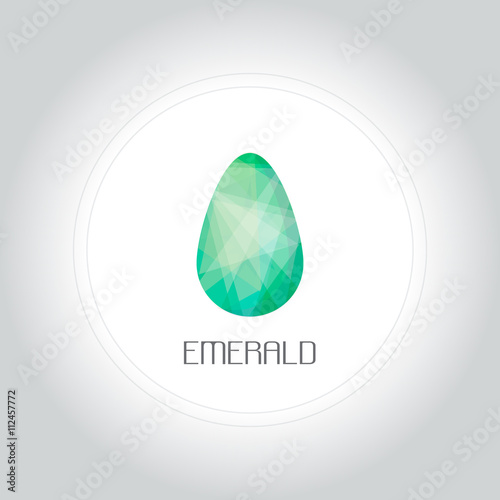 Emerald gem logo in low lolygon style. Vector illustration for web, company logo and brand design.
