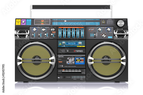 Retro cassette tape recorder isolated on white background 3d