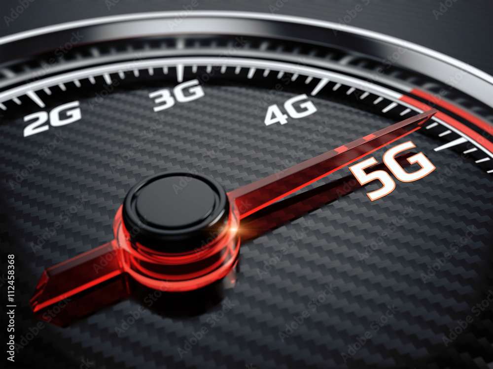 Naklejka premium Wireless network speed. 5G high speed internet concept. 3d render