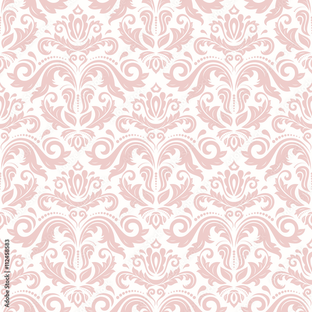 Oriental vector classic pattern. Seamless abstract background with repeating elements. Light pink pattern