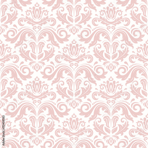 Oriental vector classic pattern. Seamless abstract background with repeating elements. Light pink pattern