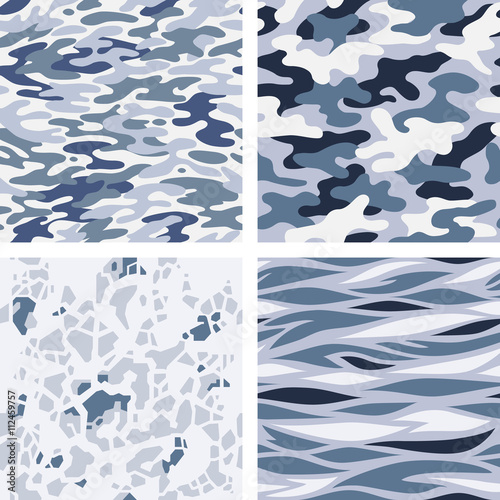 Seamless camouflage patterns (blue)