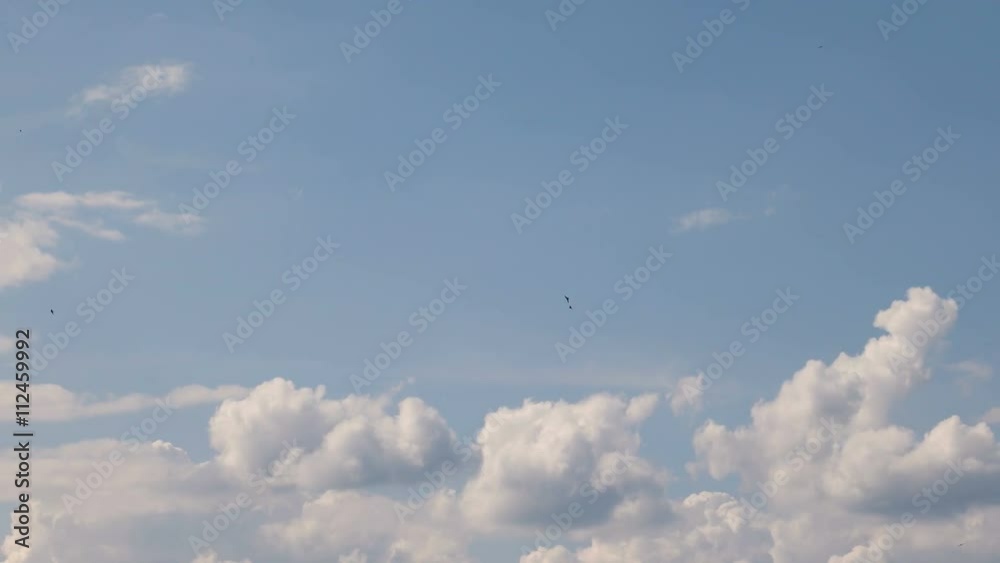 Time lapse clip of white fluffy clouds over blue sky. Beautiful cloudscape. Time lapse clip of white fluffy clouds over blue sky. Beautiful cloudscape.
