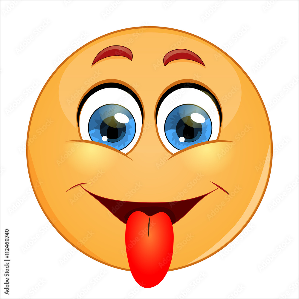 Yellow emoticon showing tongue