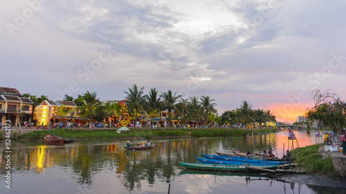 riverscape in sunset at Hoi An town world heritage unesco