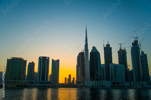 UAE Dubai night city skyline from Business Bay