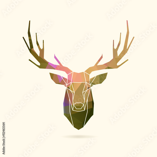 deer frame portrait color poly