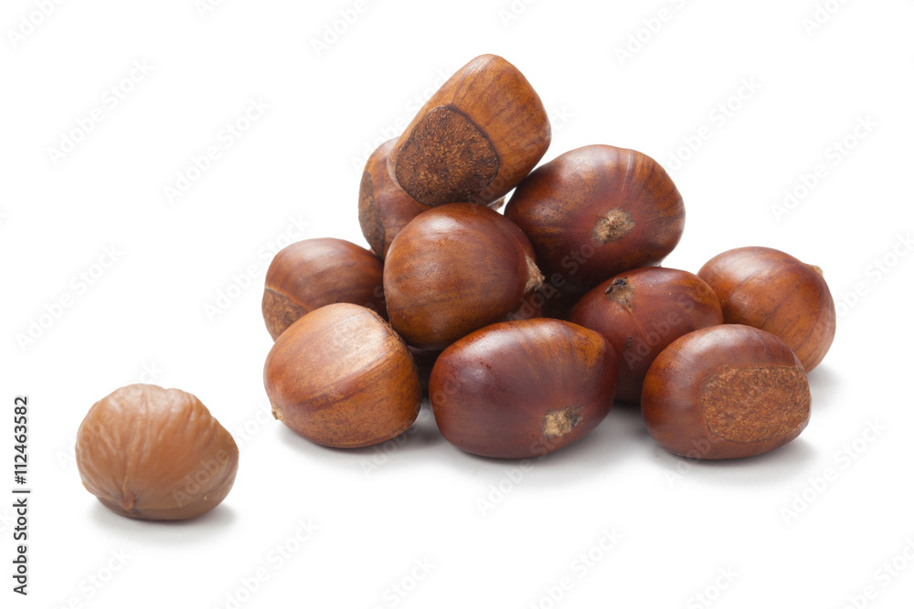 Pile of chest nut isolate over white background Pile of chest nut isolate over white background