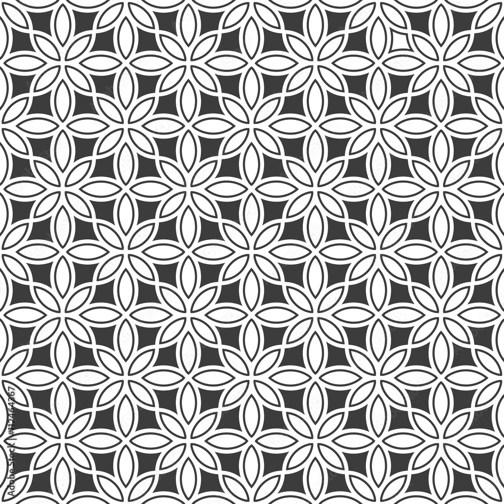 Monochrome seamless flower pattern in oriental style Monochrome seamless flower pattern in oriental style