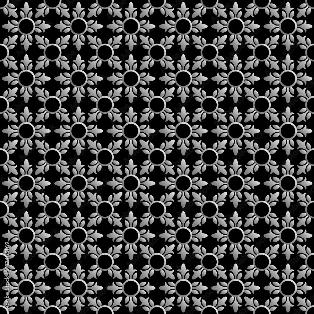 Black and white abstract floral seamless pattern