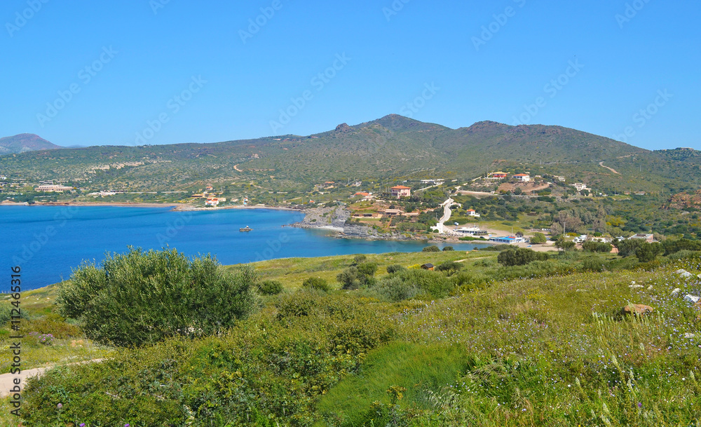 landscape of Sounion Greece from the temple of Poseidon