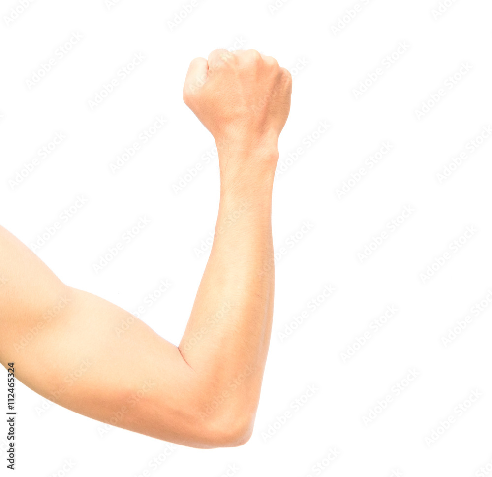 Man's arm on white background, health concept Man's arm on white background, health concept