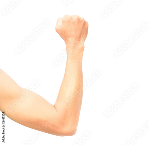 Man's arm on white background, health concept