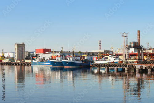 Ships in the Marina in Ventspils in Latvia photo