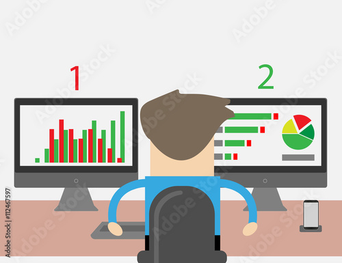 Man working on internet