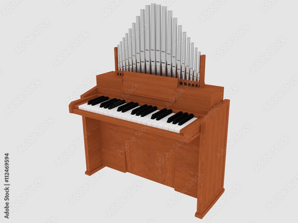 wooden organ instrument isolated 3D object wooden organ instrument isolated 3D object