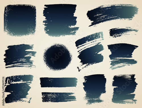 Vector set of hand drawn brush strokes and stains.