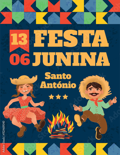 Festa Junina illustration - traditional Brazil June festival party. Vector illustration. Latin American holiday.