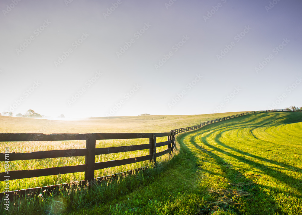 Horse Fence Snakes its Way Over the Hill