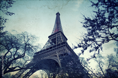 Fototapeta Naklejka Na Ścianę i Meble -  Eiffel tower - vintage photo