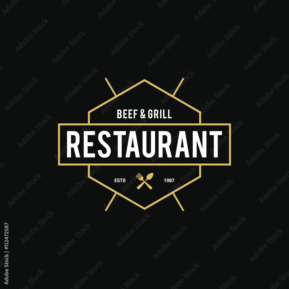 Vintage Restaurant and Cafe badge, label