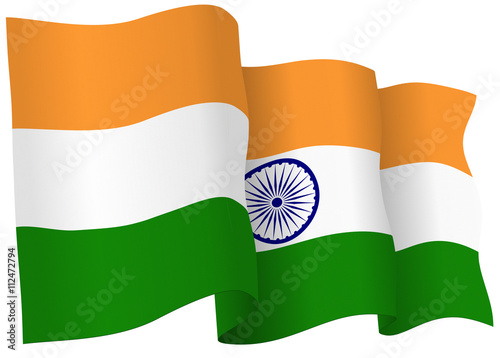 India vector flag isolated on white.