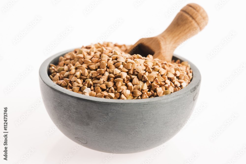 Buckwheat on a white background