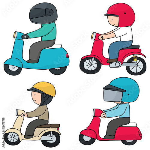 vector set of riding motorcycle