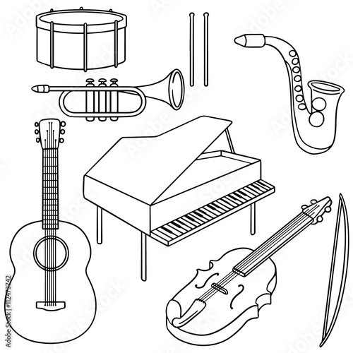 vector set of music instrument