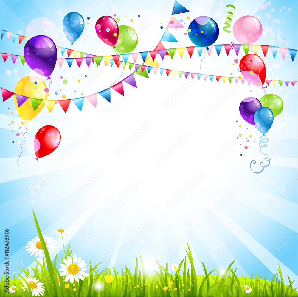 Summer holiday background with balloons