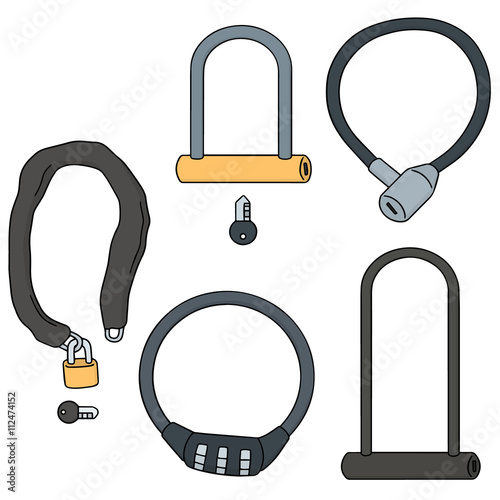 vector set of bicycle lock