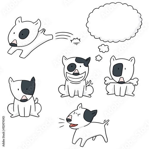 vector set of dog, bull terrier