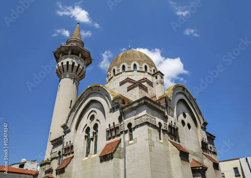 The Great Mahmudiye Mosque (Moscheea Mare Mahmoud II) built in 1910 by King Carol I, famous architecture and religious monument in Constanta, Romania