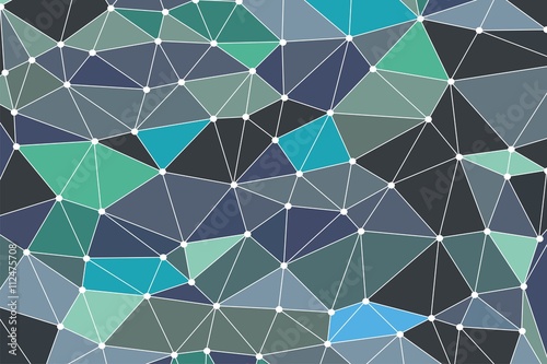 Low Poly. Low poly Background. Background triangulation. Turquoise-mint color. Abstract geometric background polygons. Molecule and communication background. Background triangulation dots low poly