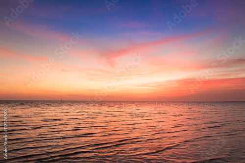 Beautiful sunset sky over the ocean, natural landscape background