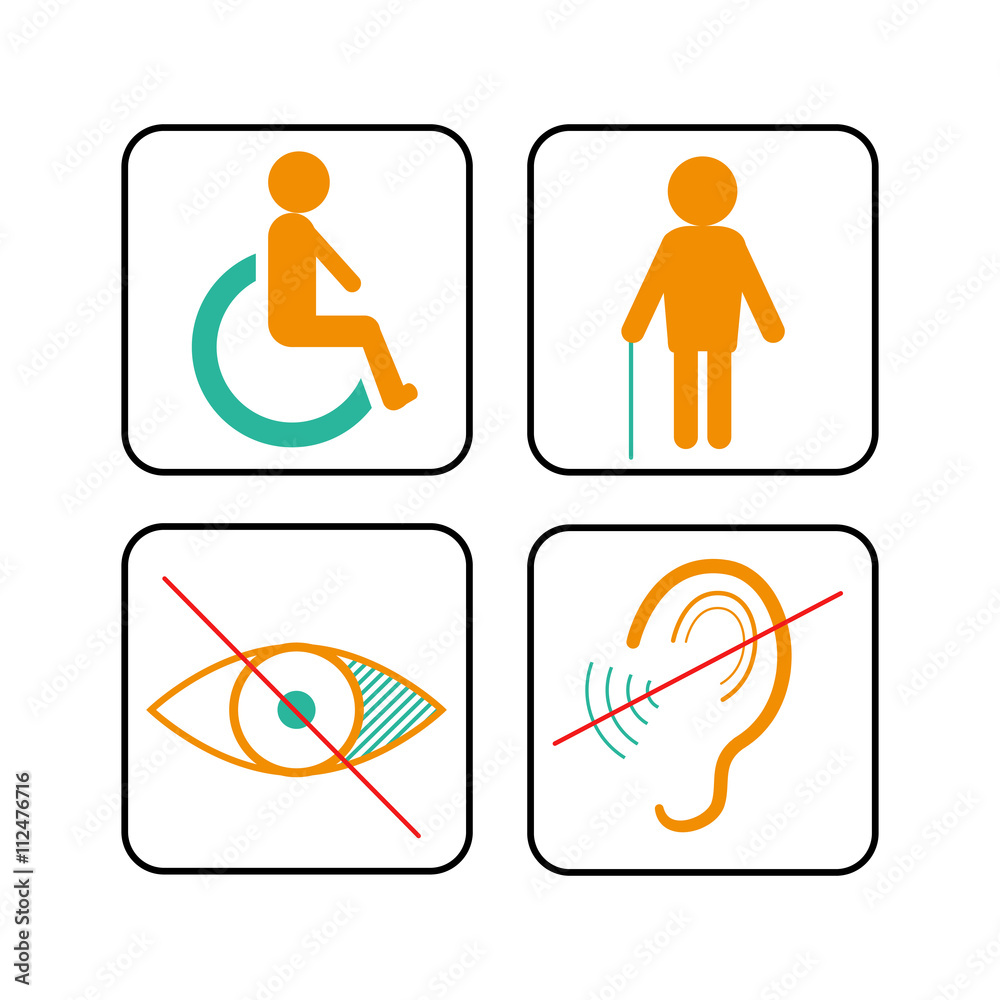 Fototapeta premium Disabled signs deaf, blind, and wheelchair
