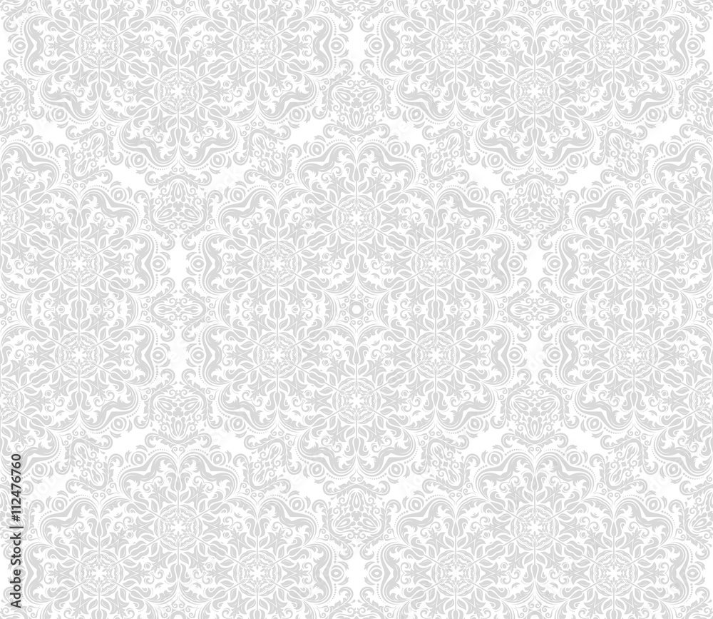 Oriental vector classic pattern. Seamless abstract background with repeating elements. Light silver pattern