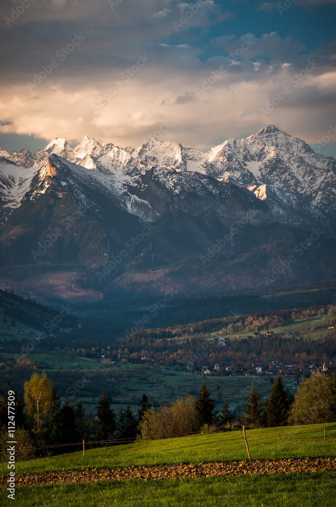 Cloudy Tatra mountains in the morning over Spisz highland