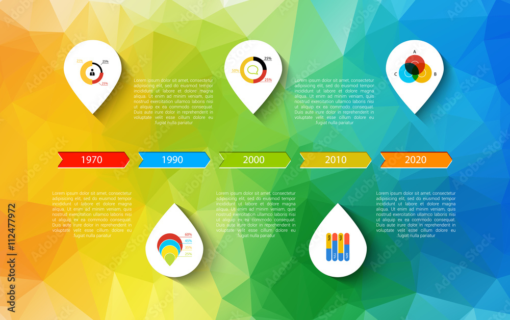 Vetor de Infographic timeline design, concept - template with points ...