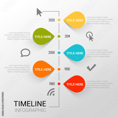 Infographic template witn timeline report, points and icons