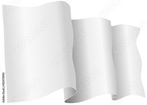 White flag isolated on white background.