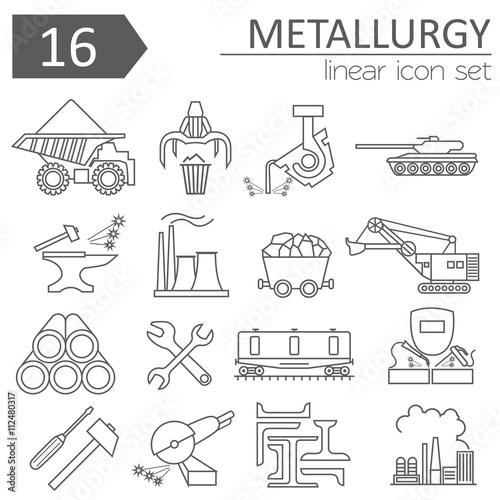Metallurgy icon set. Thin line icon design