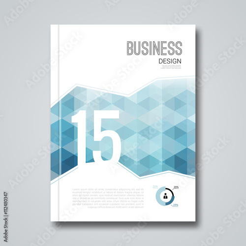 Business design template. Cover brochure book flyer magazine layout mockup geometric hexagonal polygons, vector illustration