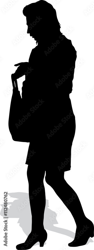 The girl's silhouette with a handbag 