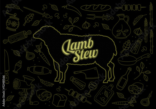 Vector illustration of lamb and vegetables