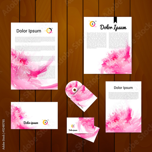 Abstract Corporate identity pink template. Vector company spots style for brandbook and guideline.
