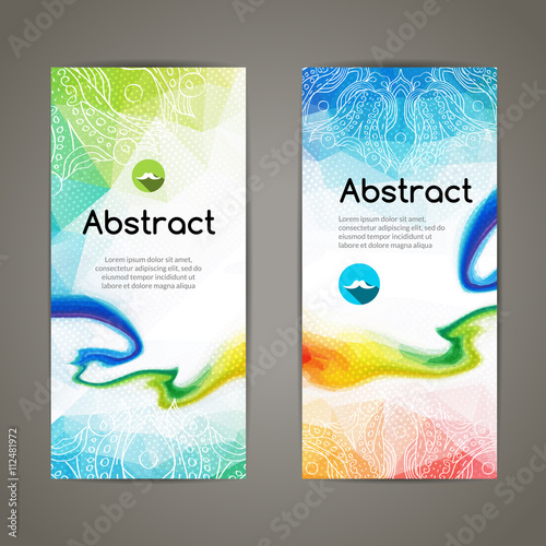 Set of polygonal triangular colorful geometric banners for innovate youth modern design