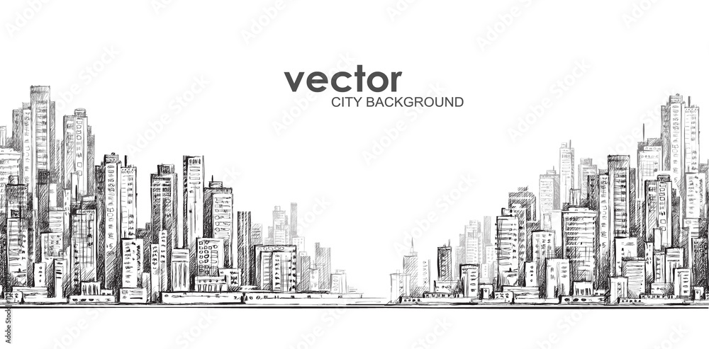 Cityscape. Hand drawn vector